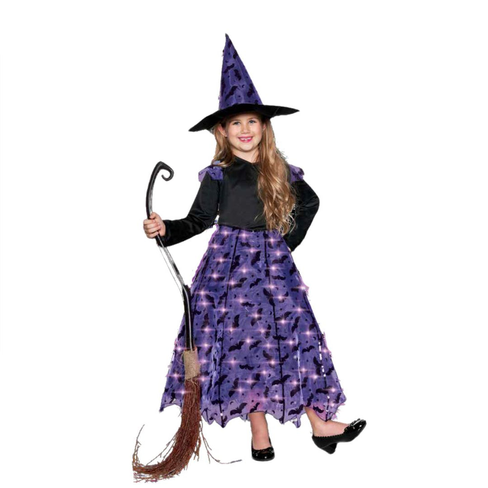 Costume enfant sorcière mauve illuminé