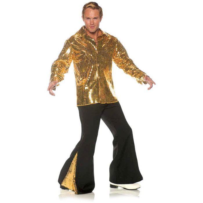 Costume homme combinaison disco noir et or