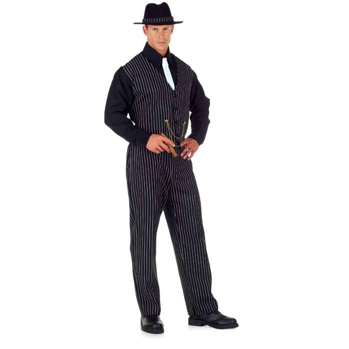 Costume homme gangster blanc et noir rayé