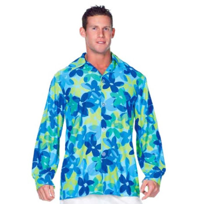 Costume homme années 60 chemise bleue fleurie