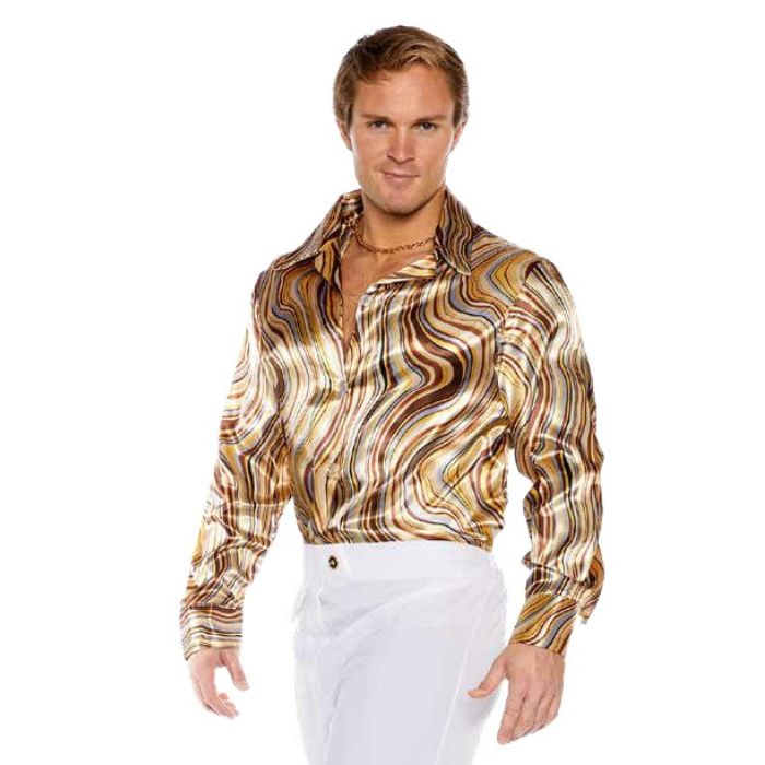 Costume homme chemise disco brune