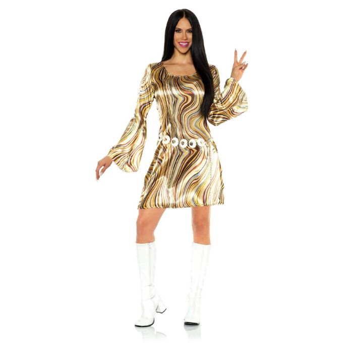 Costume femme robe disco brune