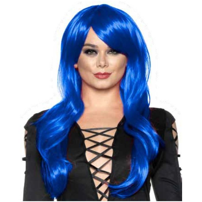Perruque adulte longue bleue