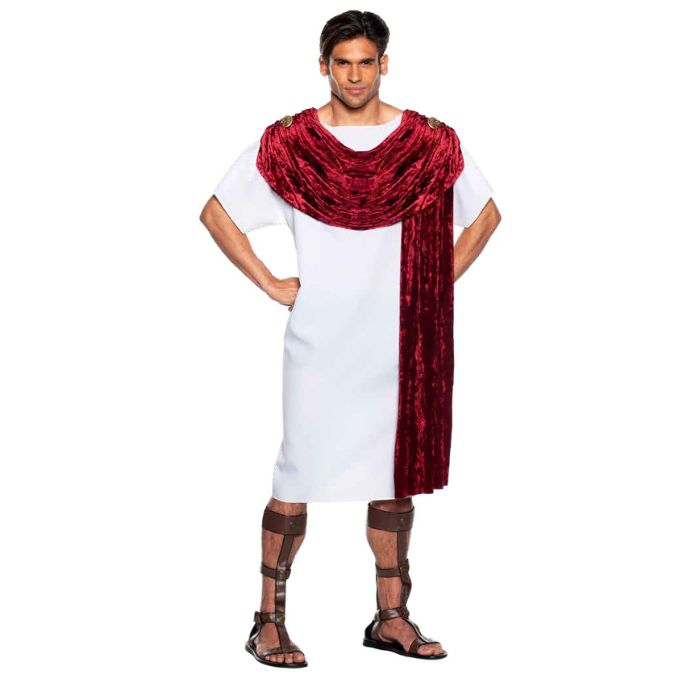 Costume homme toge romaine blanche et rouge