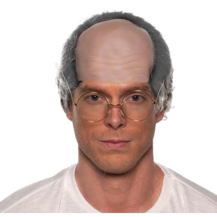 Perruque adulte papi avec calvitie et cheveux gris