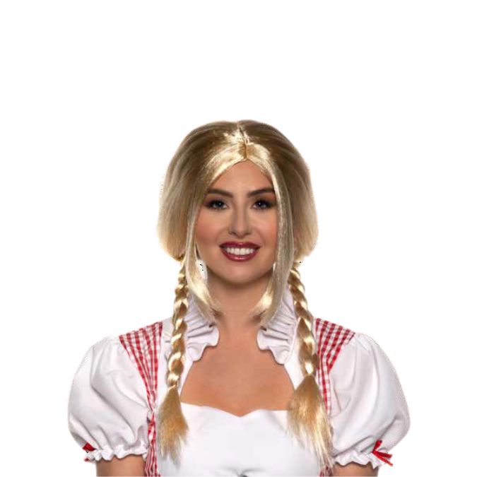 Perruque pour adulte tresses blondes Oktoberfest