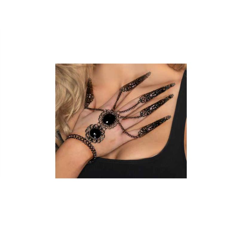 Bracelet gothique noir avec chaînes et griffes
