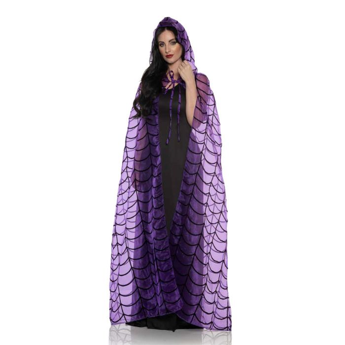Cape adulte toile d'araignée avec capuchon