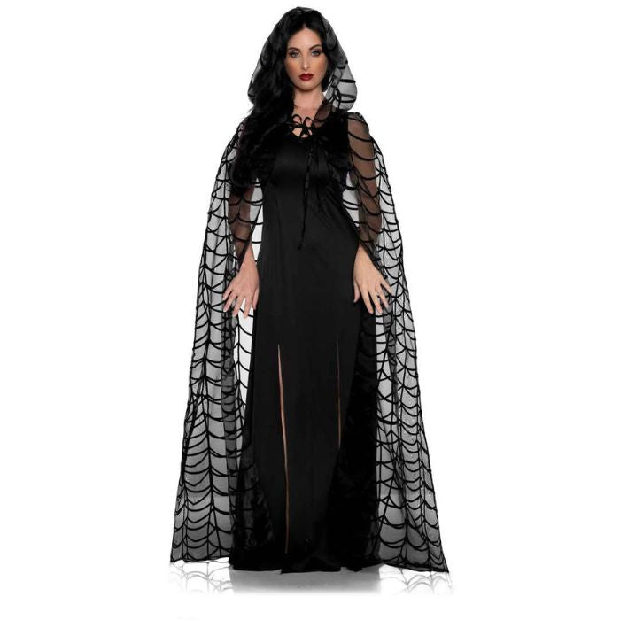 Cape adulte toile d'araignée avec capuchon