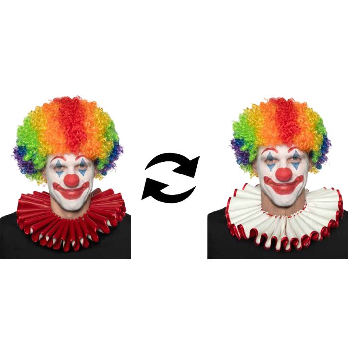 Col de clown en vinyle réversible blanc et rouge