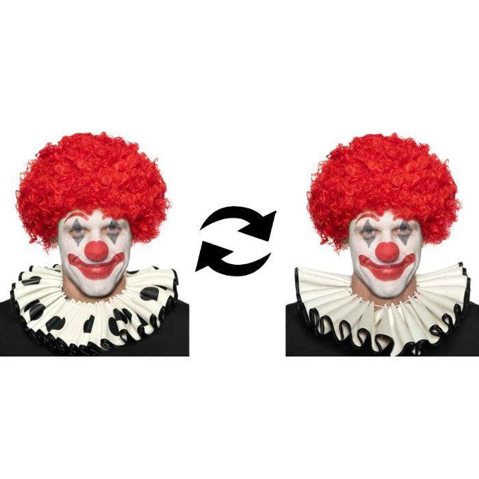 Col de clown en vinyle réversible blanc et noir