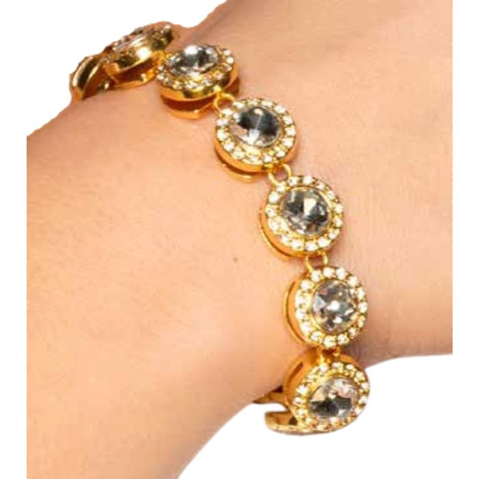 Bracelet or avec pierres argentées