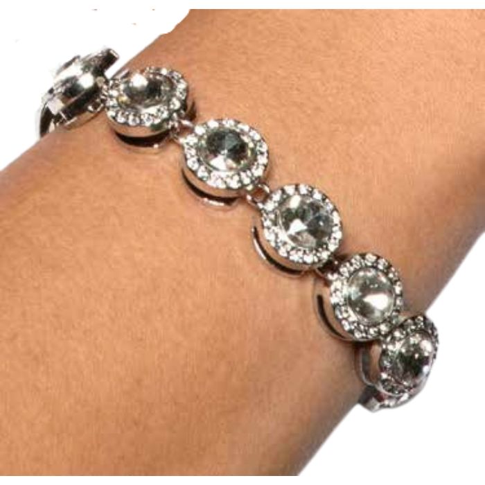 Bracelet argent avec pierres argentées