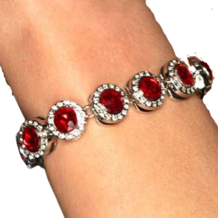 Bracelet argent avec pierres rouges