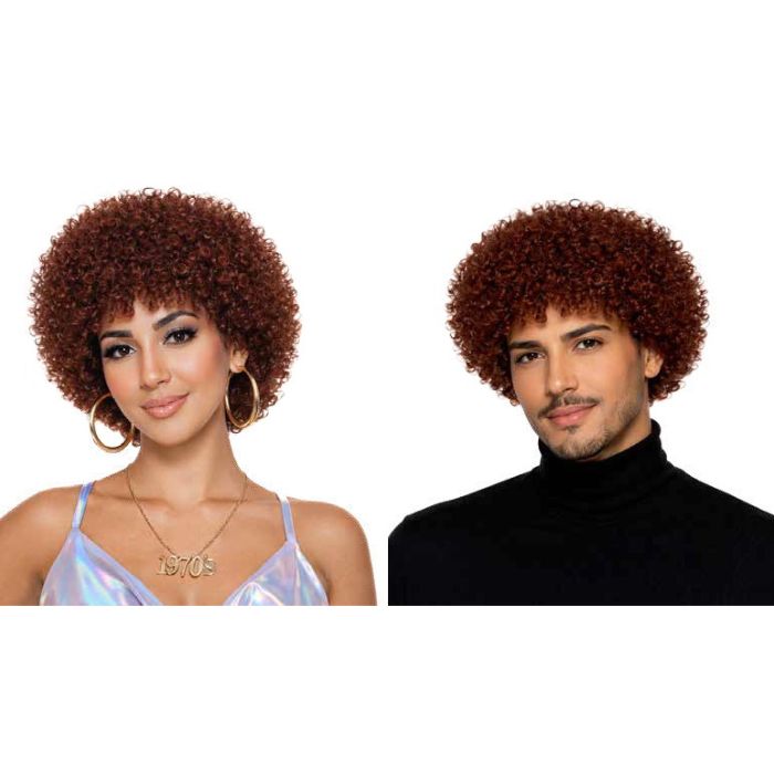 Perruque adulte afro brun