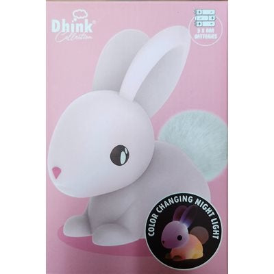 Veilleuse avec minuterie lapin rose qui change de couleur