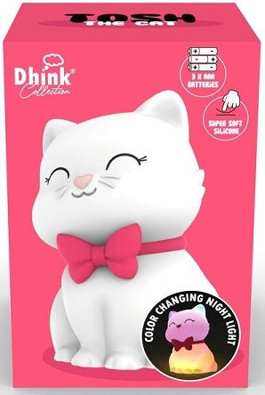 Veilleuse avec minuterie chat blanc qui change de couleur