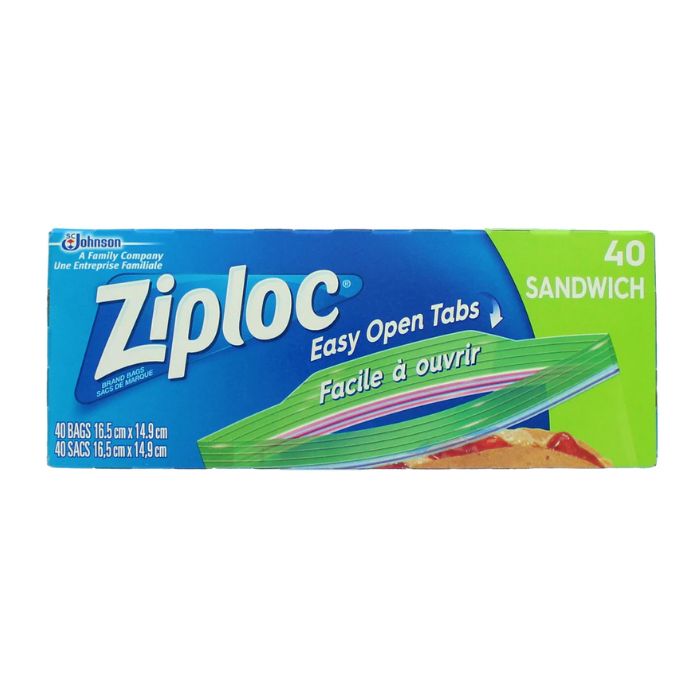 Sac à sandwich refermable 6,5 po x 5,8 po Ziploc (paquet de 40)