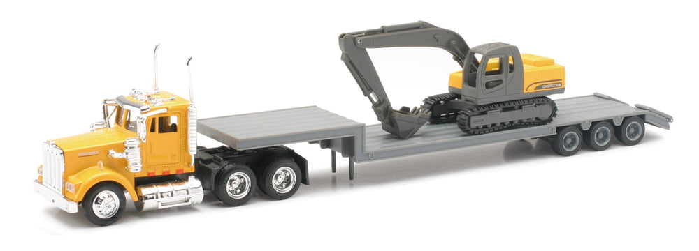 Camion avec remorque et pelle