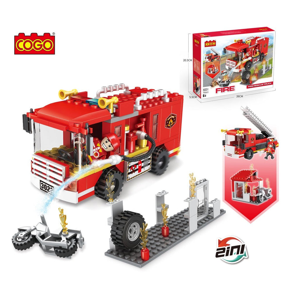 Mini bloc de construction pompier 184 morceaux COGO (6 ans et plus)