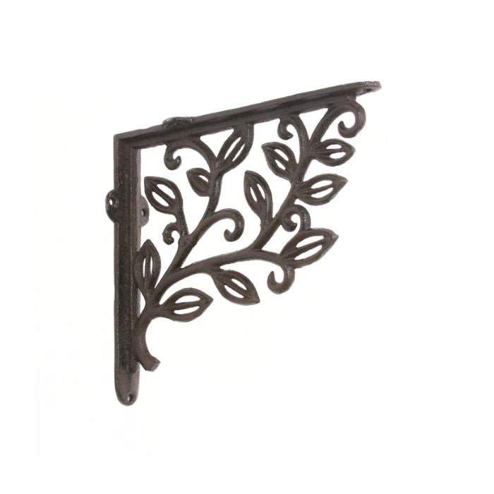 Équerre en métal brune motif feuille 7 po x 8 po