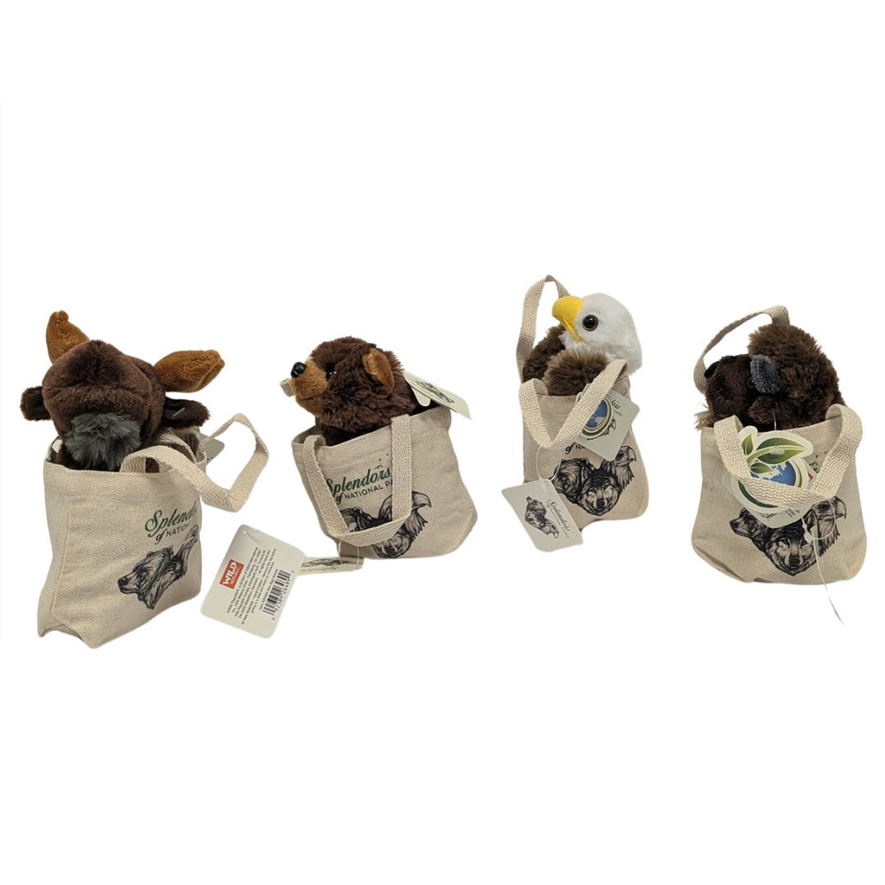 Peluche animal sauvage dans un sac