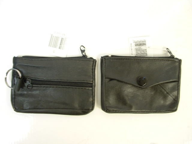Porte-monnaie en cuir 2,5 pouces x 4 pouces noir