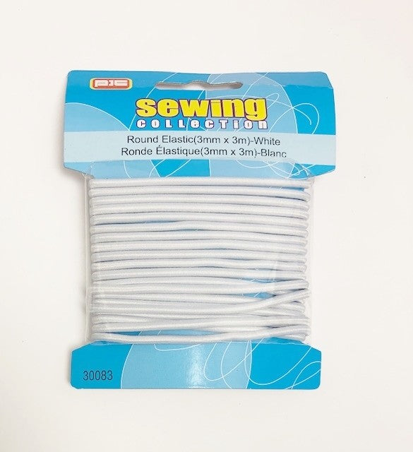 Élastique rond 3 mm x 3m blanc