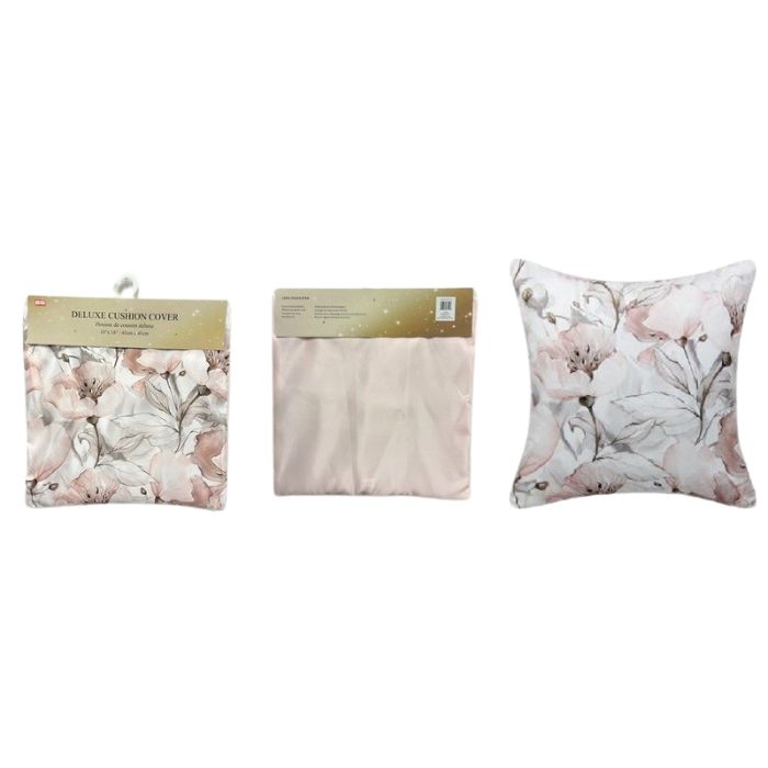 Housse de coussin 18 po x 18 po en satin rose fleuris