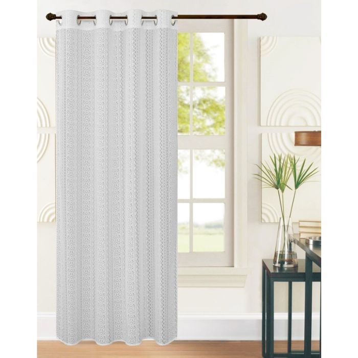 Rideau 52 po x 95 po avec dentelle verticale blanche