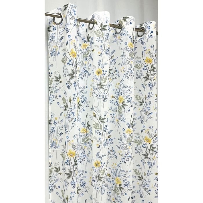 Rideau 52 po x 95 po fleurs bleues et jaunes