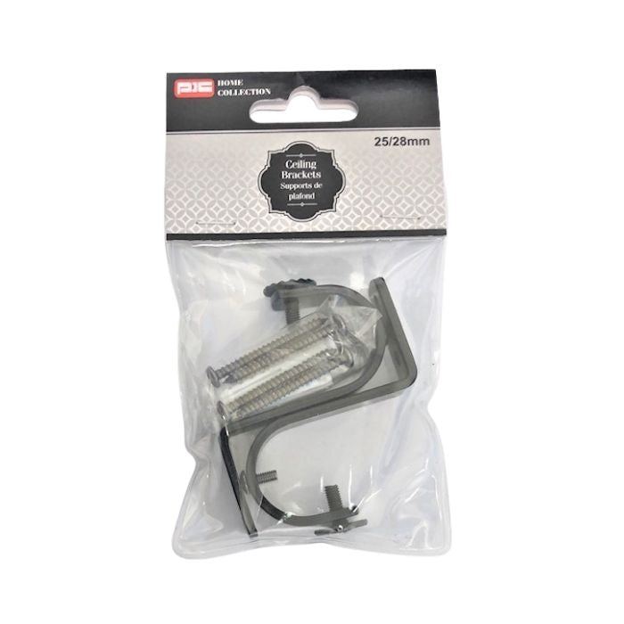 Support de plafond noir 25/28 mm (paquet de 2)