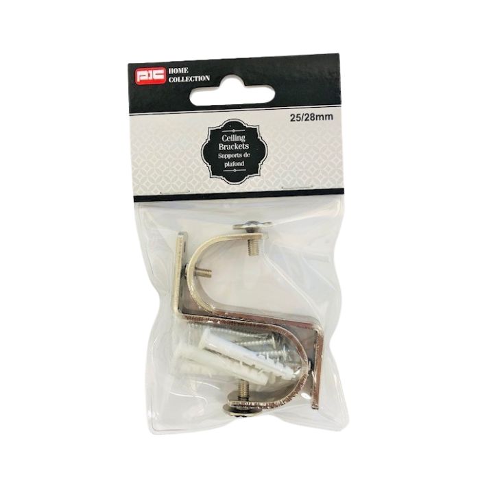 Support de plafond 25 mm x 28 mm argent (paquet de 2)