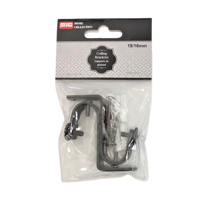 Support de plafond noir 16/19 mm (paquet de 2)
