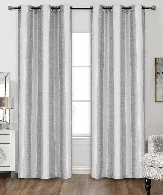 Rideau 54 po x 84 po faux lin rayure