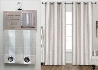 Rideau 54 po x 84 po faux lin rayure