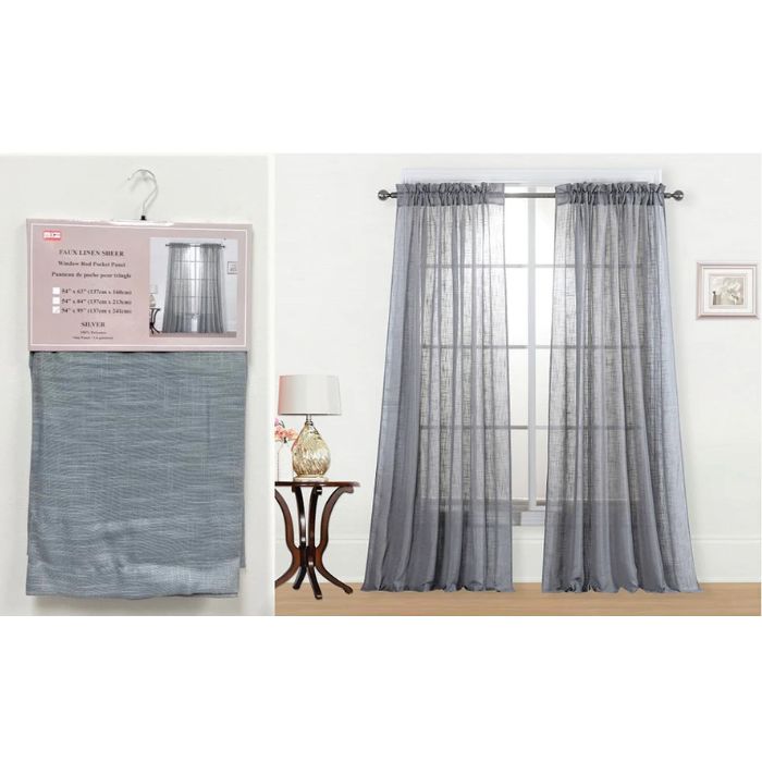 Rideau 54 po x 95 po en voilage gris foncé