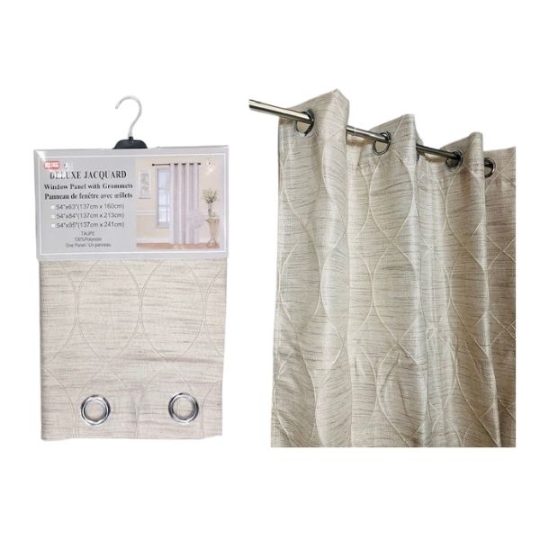 Rideau en jacquard 54 po x 95 po avec motif de poisson taupe