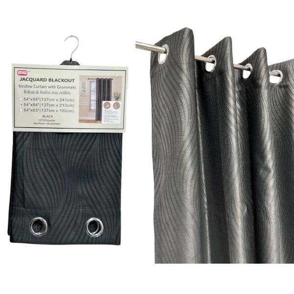 Rideau occultant 54 po x 95 po avec motif de ligne courbe grise foncé