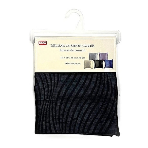 Housse de coussin 18 po x 18 po noire avec motif de rayures courbes abstraites