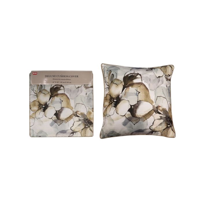 Housse de coussin 18 po x 18 po marron et floral