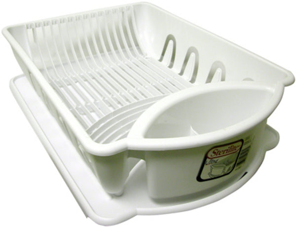 Égouttoir à vaisselle et plateau blanc