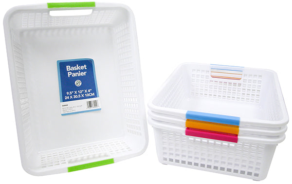 Panier en plastique 9,5 po x 12 po x 4 po