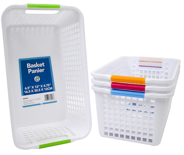 Panier en plastique 6,5 po x 12 po x 4,75 po