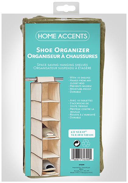 Rangement suspendu 6 po x 12 po x 47 po pour soulier