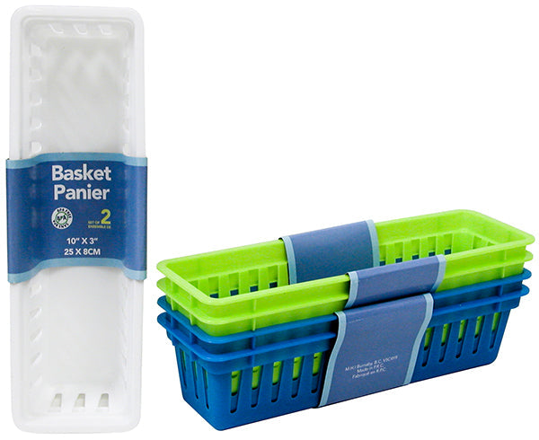 Panier en plastique 3 po x 10 po (paquet de 2)