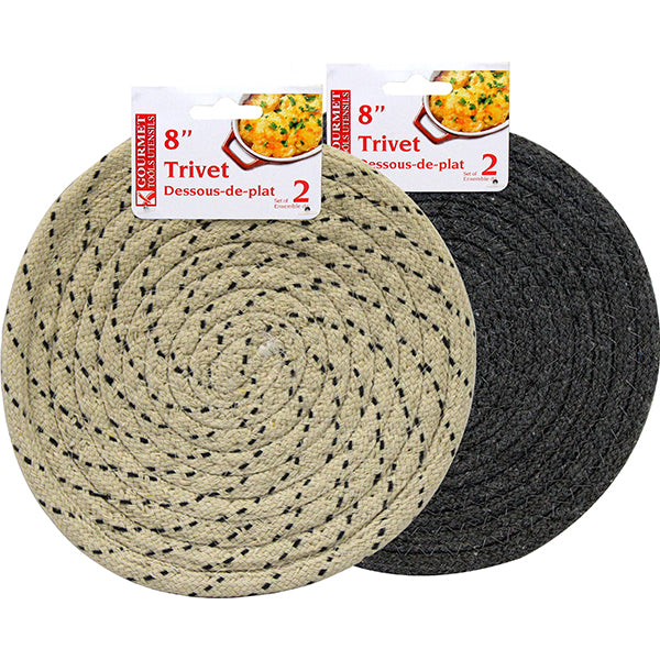 Sous-plat 8 po tissé gris/beige (paquet de 2)
