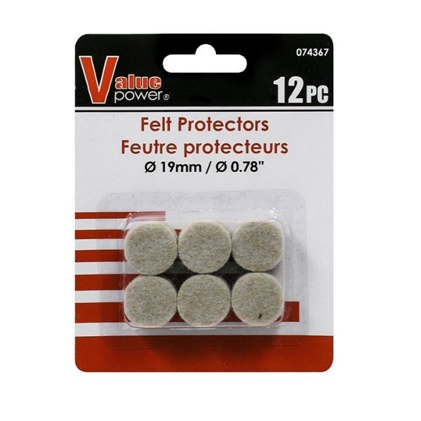 Sous-patte rond en feutre 0,78 po (paquet de 12)