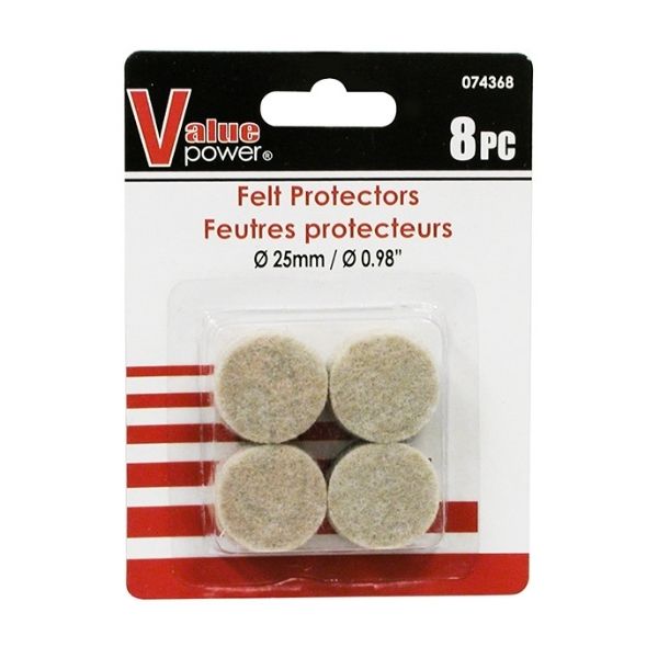 Sous-patte rond en feutre 1 po (paquet de 8)