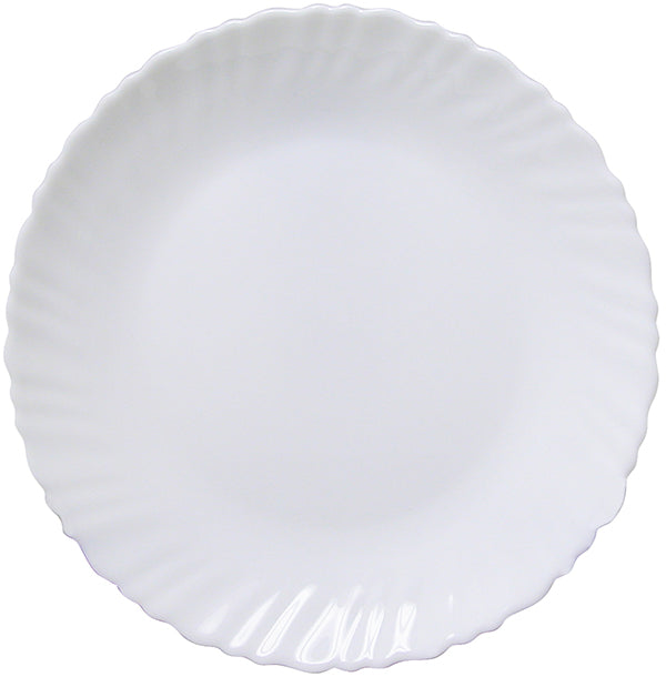 Assiette ronde 10 po en porcelaine opale blanche